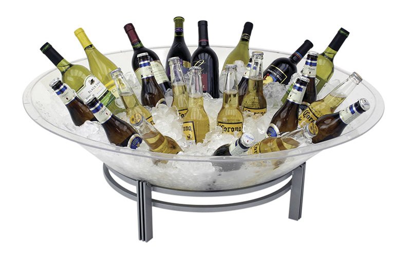 1BLRE32-Round-Iron-Lighted-Ice-Display 1BLRE32-Round-Iron-Lighted-Ice-Display is hand forged iron display with acrylic tray filled with ice and beer.
