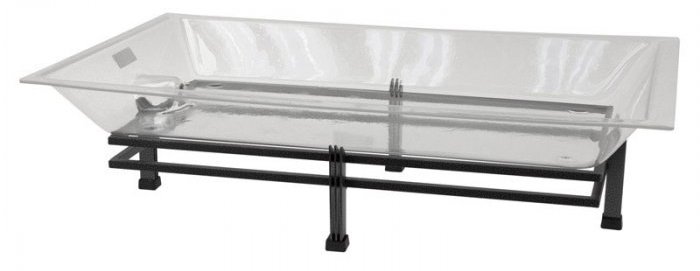 1BLRE35SET-iron-ice-display-35” 1BLRE35SET-iron-ice-display-35” a rectangular iron ice display with a clear acrylic tray on top.